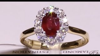 70806  R085ctD051ct  Oval Ruby with Diamond Cluster set in 18ct Yellow Gold [upl. by Nwahsud]