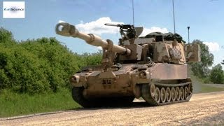 M109 Selfpropelled Howitzer Move and Set Up Firing Point [upl. by Aurelie709]