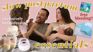 Slow Postpartum Essentials 2022  Exclusively Breastfeeding  Lying In First Week Postpartum [upl. by Adlesirc146]