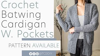 How to Crochet A Batwing Cardigan  Pattern amp Tutorial DIY [upl. by Mcnelly]