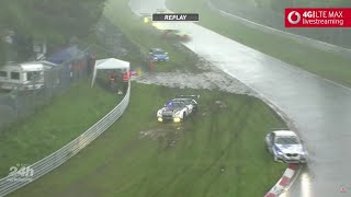 24H Nürburgring Nordschleife 2016  UnwetterChaos  Regen amp Hagel bis Rennabbruch [upl. by Sokim734]