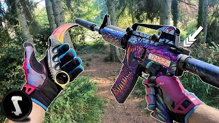 OneTapping Airsoft Players with REAL CSGO M4 Hyperbeast [upl. by Oakman]