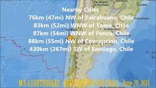 M 66 EARTHQUAKE  OFFSHORE BIOBIO CHILE  June 20 2015 [upl. by Nomaj576]