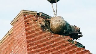 Extreme Dangerous Building Demolition Skills Construction Gets Demolished By Crane Wrecking Ball [upl. by Seuguh]