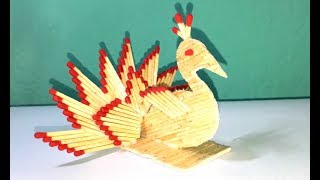 Matchstick art  How to make Matchstick peacockpeacock making from matchstickwonderful match craft [upl. by Regen555]