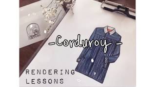 Fashion illustration tutorial  corduroy jacket rendering technique how to draw flat shearling fur [upl. by Ping]