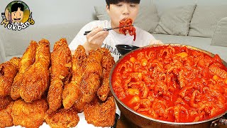 ASMR MUKBANG 직접 만든 매운 국물닭발 떡볶이 허니콤보 양념 치킨먹방 amp 레시피 FIRE NOODLES AND Tteokbokki EATING SOUND [upl. by Raleigh354]