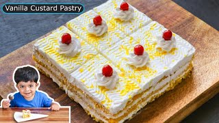 No Oven Vanilla Custard Pastry  Eggless Vanilla Custard Pastry  The Terrace Kitchen [upl. by Yllrebmik]