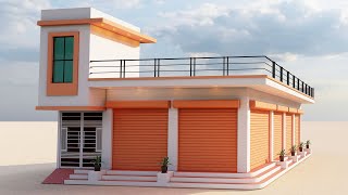 Corner plot house design with shop1000 sqft Dukam Or Makan Ka Naksha25x40 Shop with house design [upl. by Aylmar]