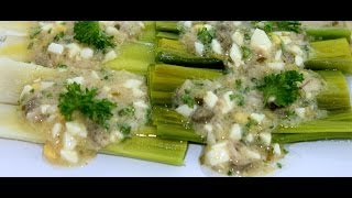 Poached leeks and vinaigrette  Sauce Ravigote [upl. by Aihsekyw610]