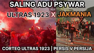 Jakmania Balas PSYWAR Ultras 1923 saat Corteo Jelang Laga Persis vs Persija [upl. by Neeluj779]