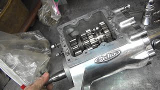 101 197084 4speed revtech shovelhead transmission rebuild 74quot 80 ratchet top harley tatro machine [upl. by Eiralav728]