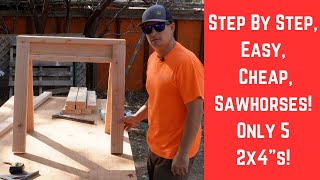 How to Build a Set of Simple Sawhorses Cheap Easy Fast Step by Step [upl. by Ruzich302]