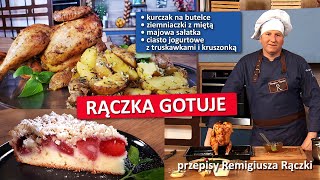 Rączka gotuje kurczak na butelce ciasto jogurtowe z truskawkami [upl. by Alecram826]