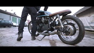 BAQ Exhaust amp DIXER Parts  Cafe Racer Suzuki GS750 77 EXHAUST SOUND [upl. by Finzer815]