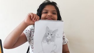 Recreated from Farjana Drawing AcademyDrawing of A Cat In A Cup [upl. by Jovia]