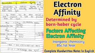 Electron Affinity  Factors Affecting  Determined by bornhaber cycle [upl. by Sibyl]