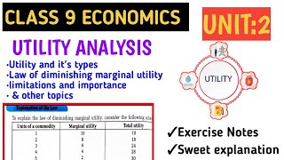 Class 9 economics lesson 2 exercise notes  Utility Analysis   Short amp sweet explanation [upl. by Suoicul]