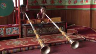 Traditional Tibetan Music instrument played by students of Jonangpa Monastery Kathmandu Nepal [upl. by Maffa]