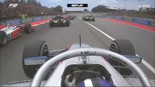 Paul Aron onboard start F2 Spanish GP 2024 sprint [upl. by Nolasba]