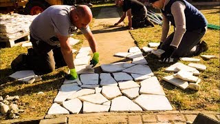 Building a STONE Patio in One Day  Natural Stone  DIY Patio Project [upl. by Ocana346]