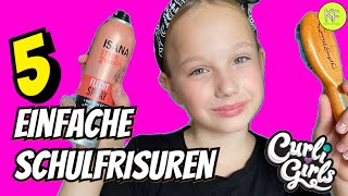 5 EINFACHE FRISUREN FÜR DIE SCHULE  HALBLANGE HAARE ✨ CURLI GIRLS CHALLENGE 💜 KLEINE FAMILIENWELT [upl. by Nivart850]