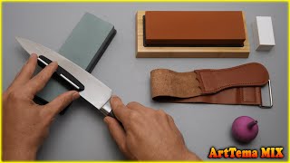 How to sharpen a knife on a wet stone KEENBEST Professional from Amazon to razor sharpness [upl. by Haronid]