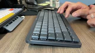 Type sounds Logitech MX Mechanical Mini tactile quiet vs Nuphy Air 75 brown key tape mod [upl. by Drus]