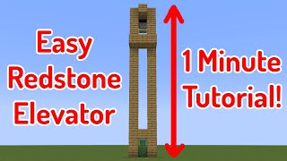 Minecraft SIMPLEST Redstone Elevator 1 Minute Tutorial [upl. by Lothario]