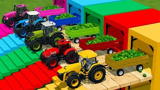 DEUTZ FAHR vs LAMBORGHINI vs FENDT vs CLAAS TRACTORS BATTLE WITH WATERMELONS  Farming Simulator 22 [upl. by Leugar736]