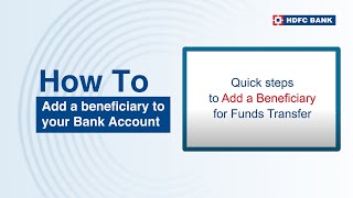 Add a beneficiary to your Bank Account  HDFC Bank [upl. by Nolyar]