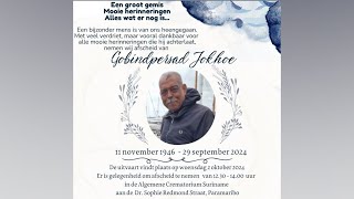 De uitvaartdienst en crematie van Gobindpersad Jokhoe Woensdag 2 okt 2024 [upl. by Mahala]