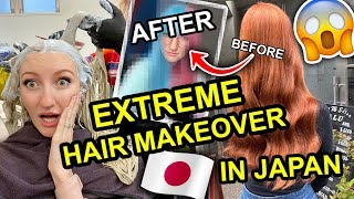 EXTREME HAIR MAKEOVER IN JAPAN  FIRST HAIRCUT IN 14 YEARS  FIRST TIME COLORING [upl. by Danczyk]