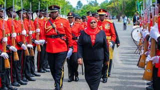 TANZANIA NEW PRESIDENT SAMIA SULUHU HASSAN INSPECTS A GUARD OF HONOR AFTER BEING SWORN IN [upl. by Lerud443]