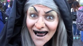 Villainous Fun with the Old Hag in Disneyland Paris Town Square During Halloween 2016 [upl. by Boot530]