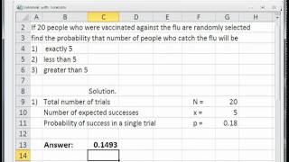 Solve Binomial Distributions Problems with Excel [upl. by Gerdeen]