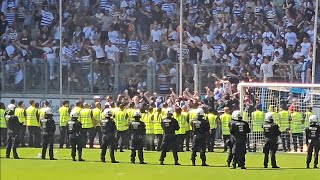 PLATZSTURM Polizeieinsatz TRÄNENGAS  PFEFFERSPRAY nachdem MSV Duisburg Ultras den Platz stürmen [upl. by Yennej801]