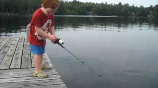 Boy catches fish in record time [upl. by Zsolway]