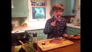 Steak in a Skillet Cooking  Logan Guleff Junior Chef [upl. by Hose]