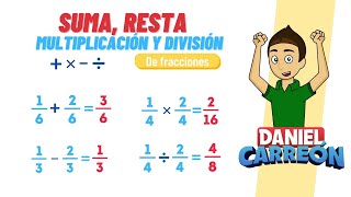 SUMA RESTA MULTIPLICACIÓN Y DIVISION DE FRACCIONES Super facil  Para principiantes [upl. by Janeva943]