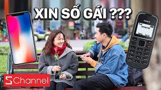 Cầm iPhone X  Nokia 1100i đi xin số gái lạ và kết thúc bất ngờ [upl. by Rafaelof]