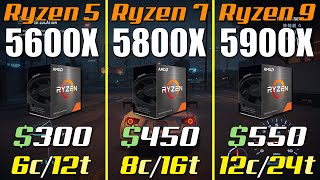 Ryzen 5 5600X vs Ryzen 7 5800X vs Ryzen 9 5900X  Test with RTX 3080 [upl. by Hairaza]