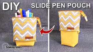 DIY SLIDE PEN POUCH 필통만들기  Stand pencil case sewing tutorial  funampeasy zipper pouch sewingtimes [upl. by Atteuqihc763]