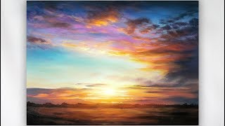 Painting a Realistic Sunset in Acrylics [upl. by Kammerer]