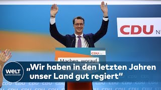 NRWLANDTAGSWAHL  HENDRIK WÜST  Statement des Wahlsiegers der CDU [upl. by Marcin]