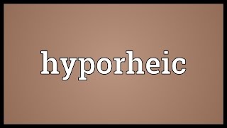 Hyporheic Meaning [upl. by Gudren]