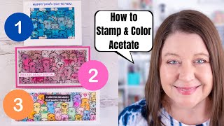 Three Ways to Color on Acetate Stamped Images [upl. by Alletsirhc904]