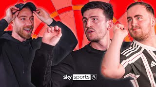 Maguire and Eriksen TAKE ON Littler in darts challenge 👀🎯 [upl. by Oirtemed464]