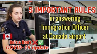 5 IMPORTANT RULES IN ANSWERING IMMIGRATION AT CANADA AIRPORT  Philippines to Canada  Pinoy Vlogs [upl. by Atekan934]