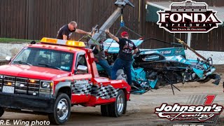 Towing At Fonda Speedway On 91424 Fonda 200 Day No3 Wrecks [upl. by Ahsiei]